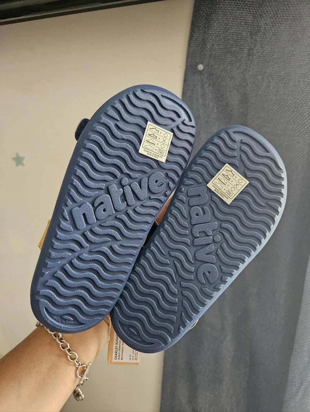 Native Kids Navy Blue & Yellow Adjustable Strap Sandals